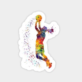 Girl Basketball Player Shooting Watercolor Sticker